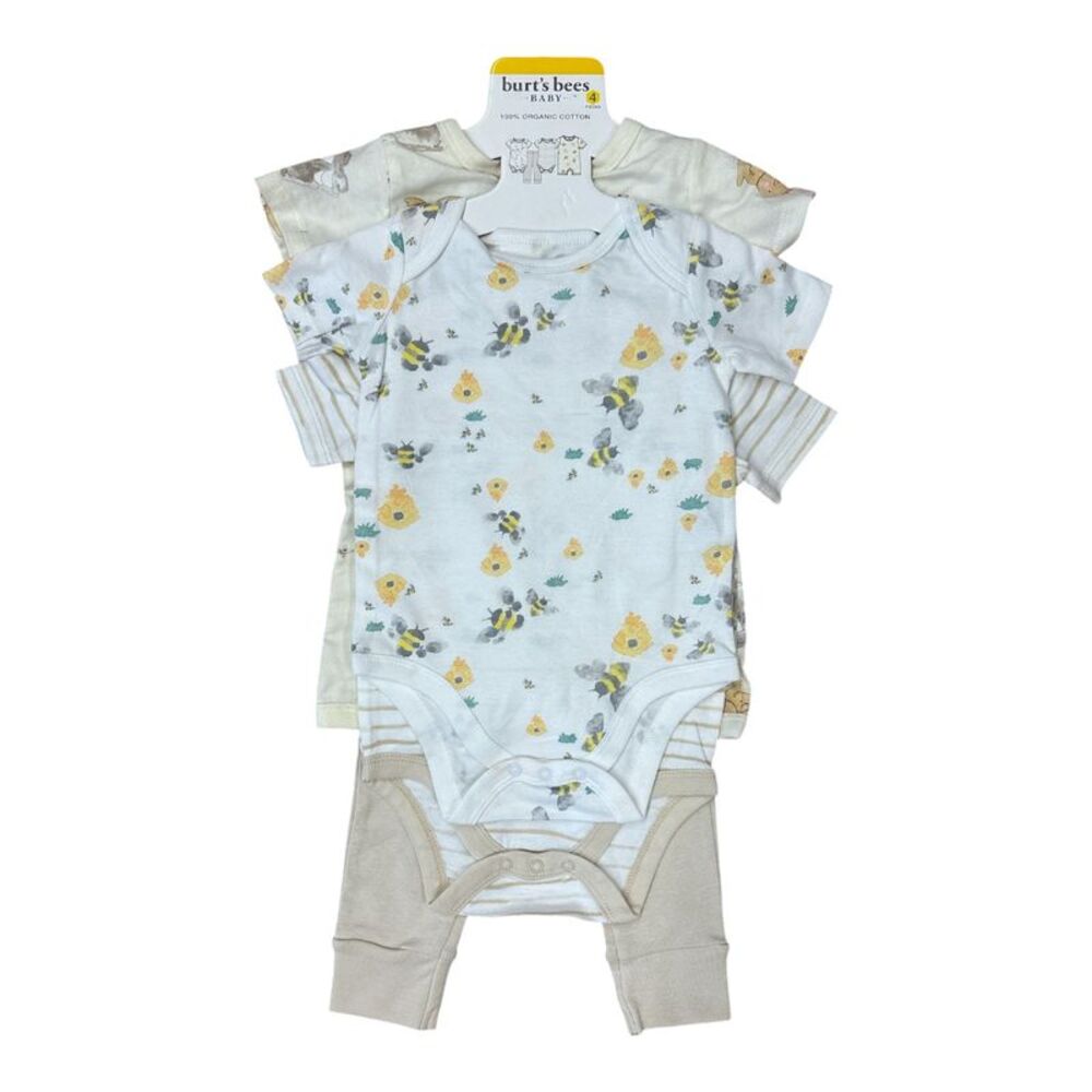 Burt's Bees Baby Toddler Girl Organic Cotton 4 Piece Playwear Set - Yellow